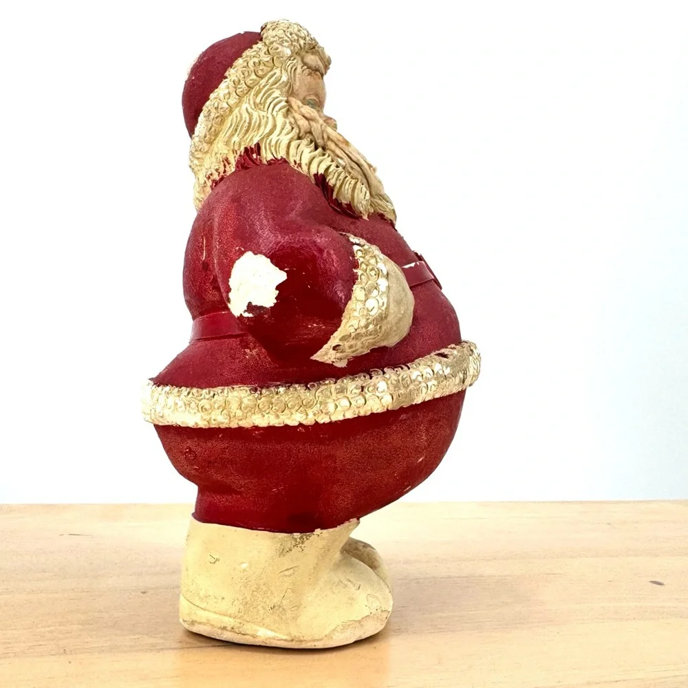 Rare Vintage 1930's Roly Poly 8” Chalkware Santa Claus